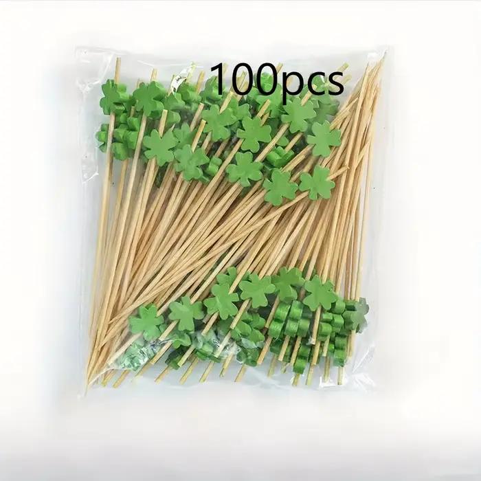 Brochettes de trèfle à quatre feuilles pour fournitures de cuisine, pics de fête-finition polie, pour noël, Thanksgiving, saint-valentin