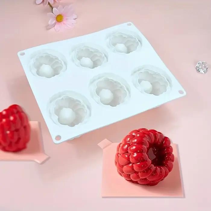 Moule en silicone à 6 cavités pour mousse de framboise, en forme de framboise à la française, pour desserts au chocolat et pâtisseries