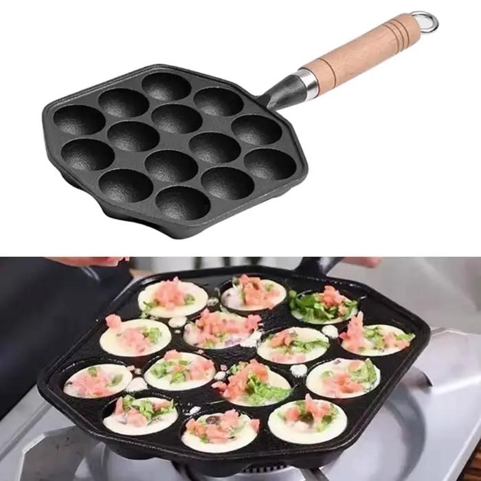 Moule à boulettes de viande de poulpe en fonte avec 14 trous pour la cuisine à la maison et pour les cadeaux d'occasion spéciale