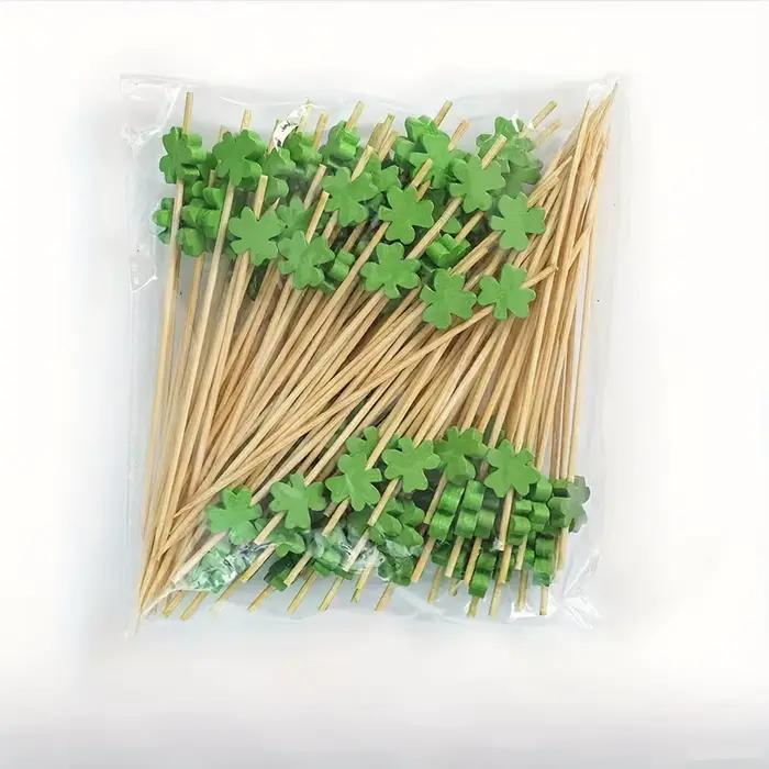 Brochettes de trèfle à quatre feuilles pour fournitures de cuisine, pics de fête-finition polie, pour noël, Thanksgiving, saint-valentin