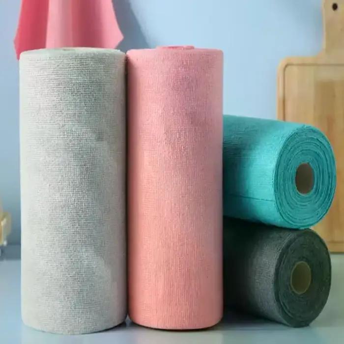 Chiffons de nettoyage en microfibre, 1 rouleau/20 pièces, serviettes réutilisables non pelucheuses pour la cuisine, serviettes de cuisine Super absorbantes à séchage rapide