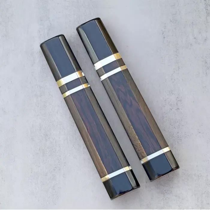 Manches de couteau octogonales en ébène blanc faites à la main avec anneau en cuivre pour couteaux de chef, Gyuto, Yanagiba, couteaux à sushi – Pièces détachées