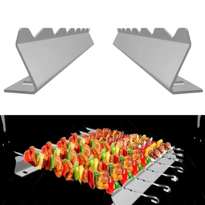 Ensemble de supports de brochettes, bâtons de Barbecue, brochettes de Barbecue, brochettes métalliques pour griller les viandes