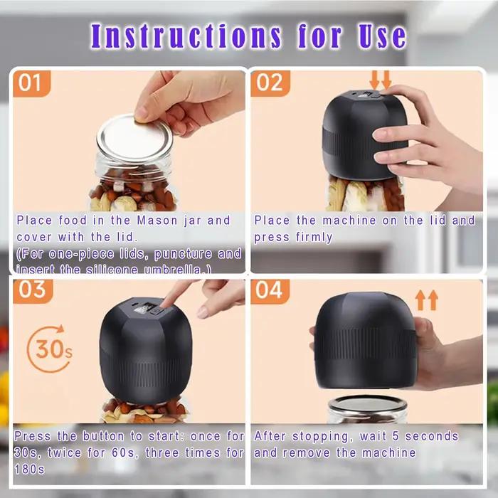 Ensemble de scellage sous vide pour bocaux Mason avec mini pot de cuisine électrique et machine à pompe pour conservation des aliments occasions spéciales