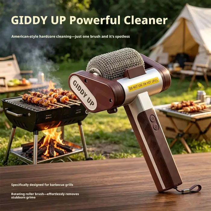 Brosse de nettoyage électrique rechargeable 2026 avec lumière LED, têtes remplaçables en acier inoxydable 304, pour barbecue