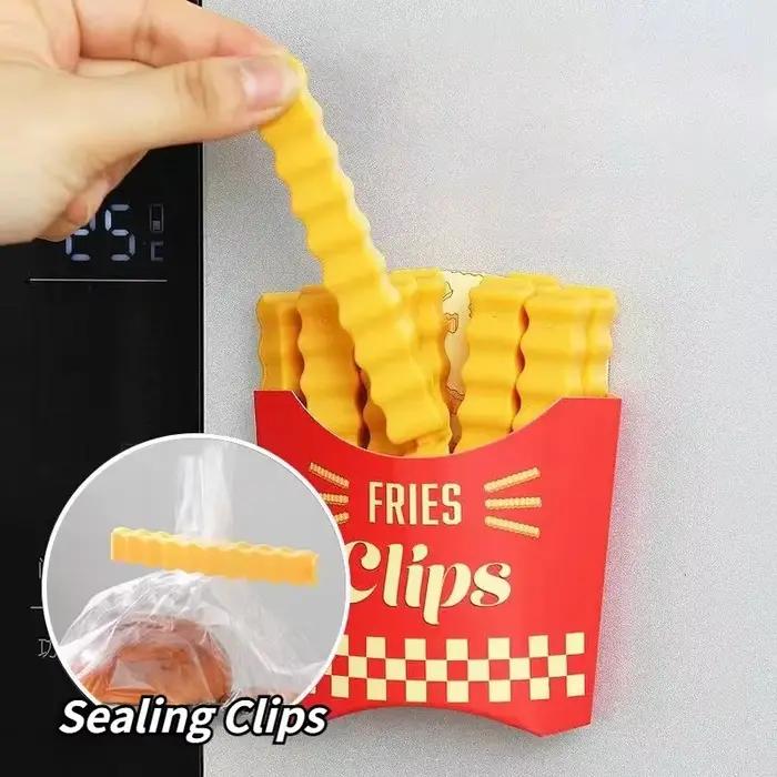 12 pinces de scellage pour frites, anti-humidité, réutilisables, pour conserver la fraîcheur des aliments, organisation de la cuisine