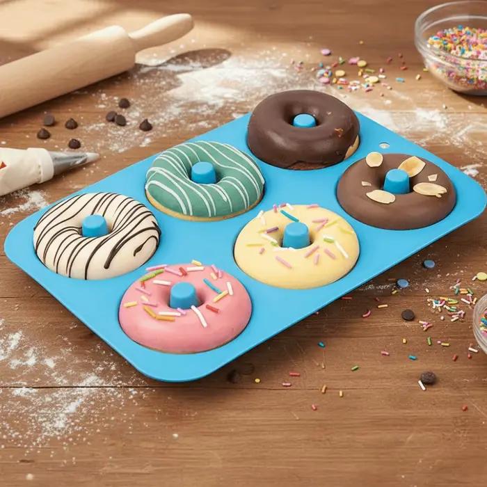 Lot de 3 moules à donuts en silicone à 6 cavités