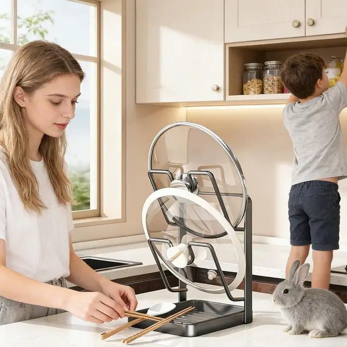  Support de rangement pour couvercles de casseroles sans perçage