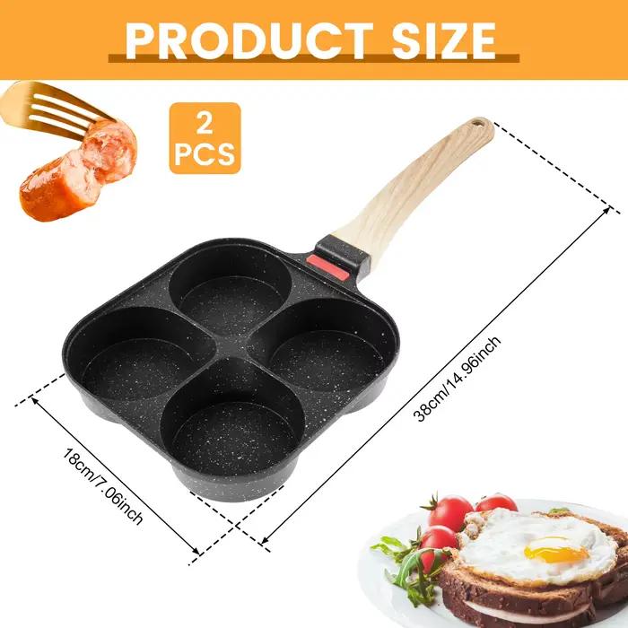 Poêle à œufs antiadhésive, 4 tasses, ustensiles de cuisine, poêle à crêpes, poêle à œufs adaptée à la cuisinière à gaz, cuisinière à Induction, petit déjeuner
