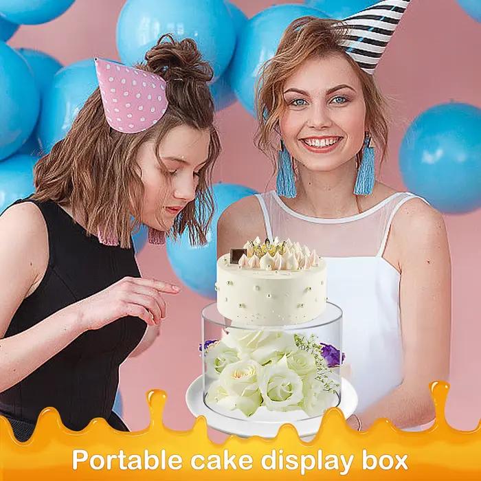 Présentoir à Gâteaux en Acrylique pour Mariage et Anniversaire, 2 Pièces, Base Transparente