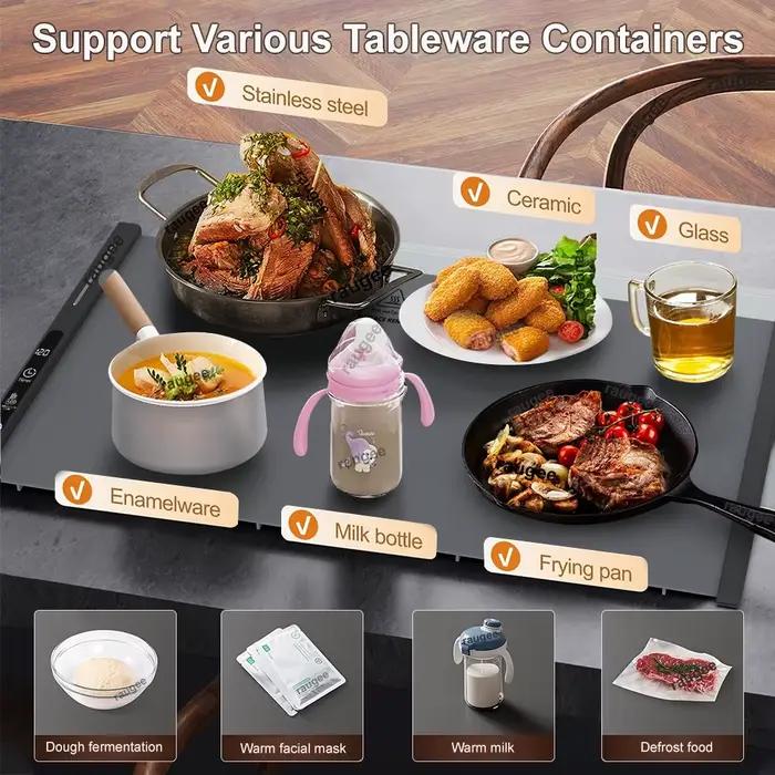 Plaque chauffante électrique en Silicone, Table à manger, tapis chauffant pour aliments, chauffage rapide des aliments, plateau chauffant pour café, plaque chauffante pliable pour aliments