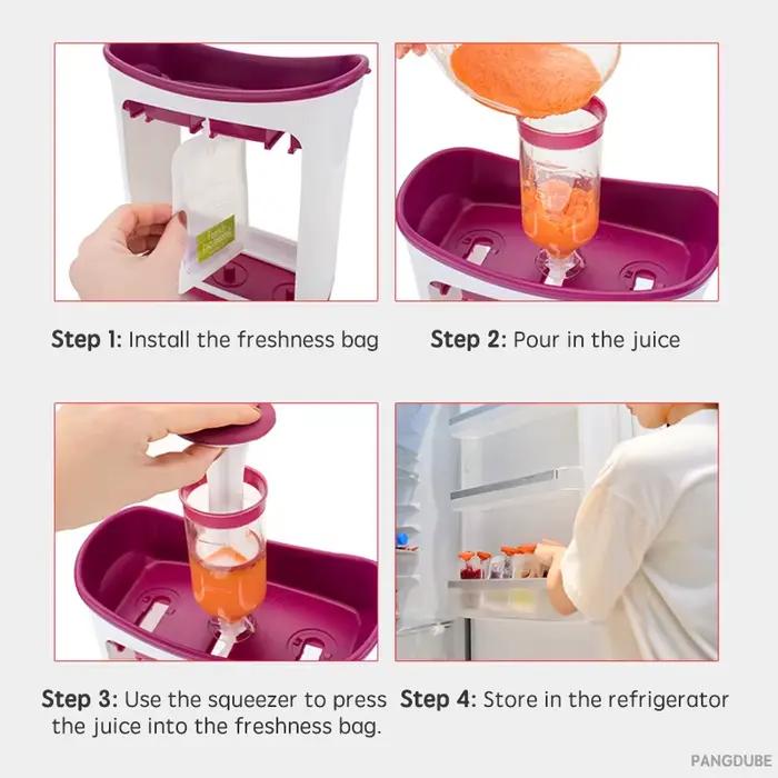 PANGDUpunBaby-Machine à presser les aliments pour enfants, Machine de remplissage, Distributeur de nourriture, Sacs, Aliment complémentaire, Pu123, B aby, Station, 10 pièces