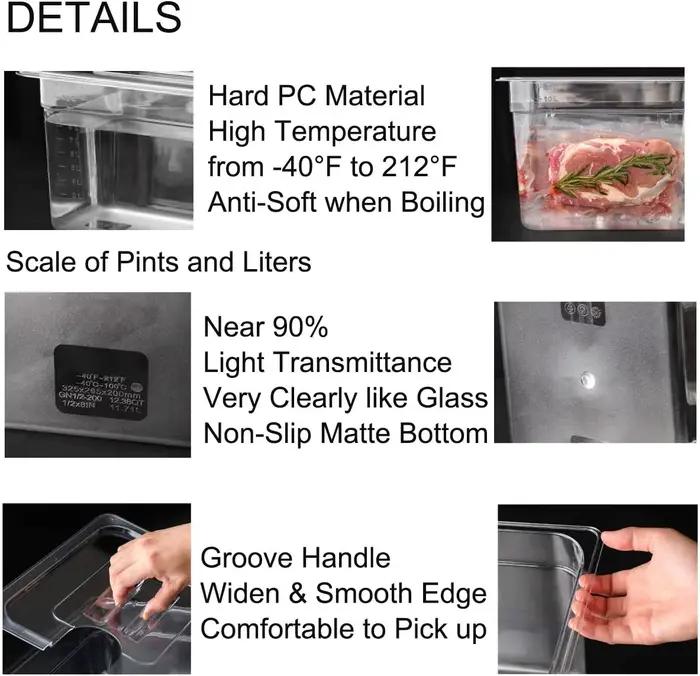 Pot à ragoût lent Sous Vide 11l, récipient d'ustensiles de cuisine pour la Circulation immergée, accessoires Sous Vide pour basse température
