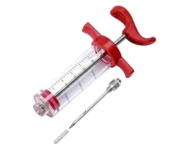 Seringue à viande pour barbecue avec aiguilles en acier inoxydable pour marinage de poulet, porc, bœuf et dinde - outil de cuisine pour traiteurs et occasions spéciales