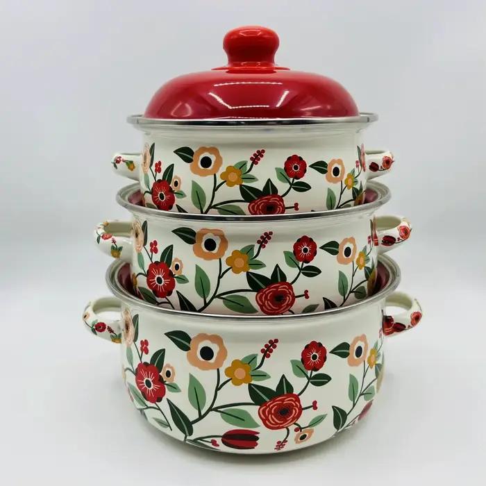 Marmite à ragoût épaisse en émail, ustensiles de cuisine ménagers, nouilles de cuisson, lait chaud, supplément pour bébé, marmite