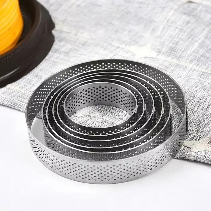Moule à Gâteau à Tarte Française, Cercle Rond avec Trou pour Tarte aux Fruits, Pizza, Quiche, Mousse, Anneau, Dessert, Poêle à Fromage, 5-21cm