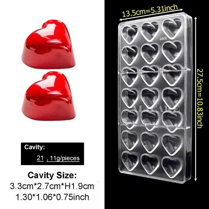 Lot de 2 moules à chocolat en polycarbonate, forme cœur et sphère, pour barres chocolatées, confiserie, pâtisserie, outils de cuisson