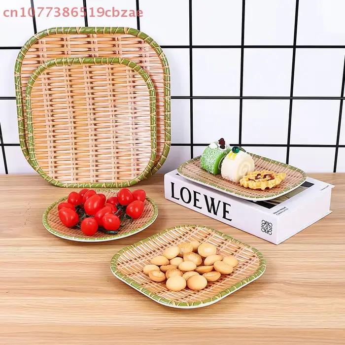 Assiette à légumes en mélamine tissée en bambou