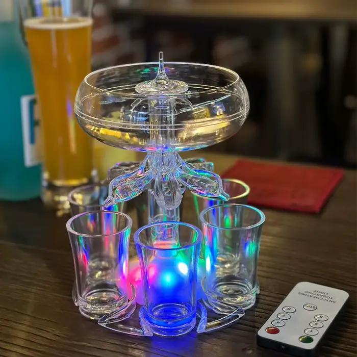 Distributeur et support en acrylique à 6 tirs, support de distributeur d'eau pour vin, whisky, bière, outil de jeu de boisson, réunion familiale, Bar, ensemble de vin