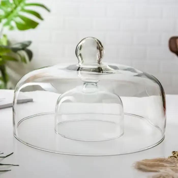 Dôme à gâteau en verre transparent – Couvercle alimentaire anti-poussière pour desserts