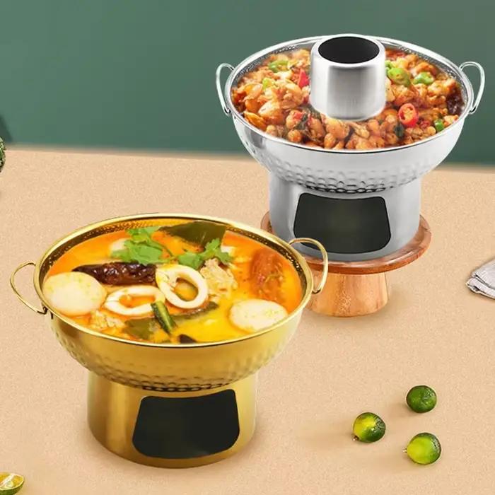 Marmite épaisse en acier inoxydable, avec Double poignées, Compatible avec cuisinière à Induction et à gaz, ustensiles de cuisine durables pour la cuisine domestique