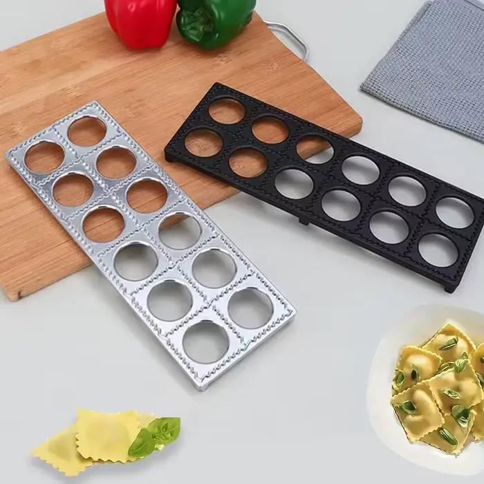 Ustensiles de cuisine : Moule à raviolis italiens, à wontons et à pelmeni en alliage d'aluminium, 12/37 trous, pour la préparation de dumplings à la viande, faites-le vous-même