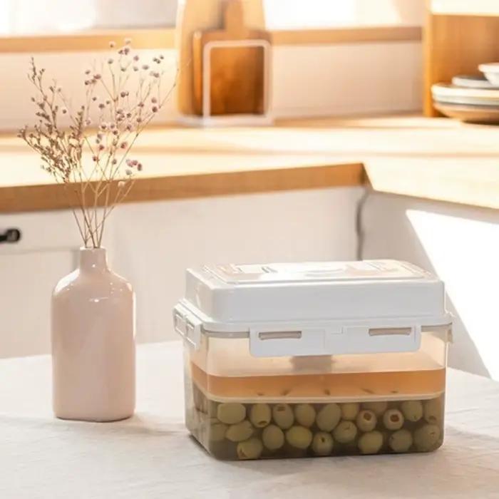Conteneur à kimchi pratique de 5 L, rectangulaire, à pression, pour la fermentation, hermétique et anti-fuite, pour la cuisine