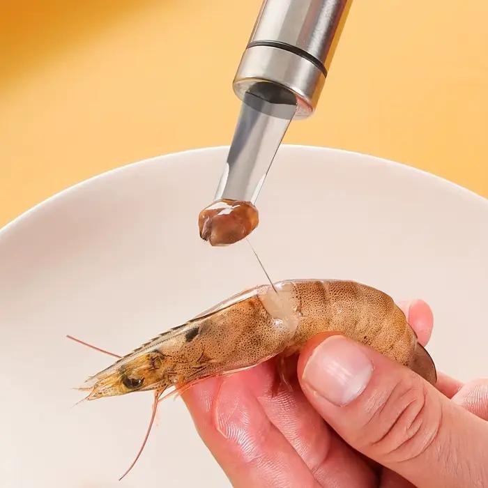 Outil d'extraction de queue de crevette en acier inoxydable