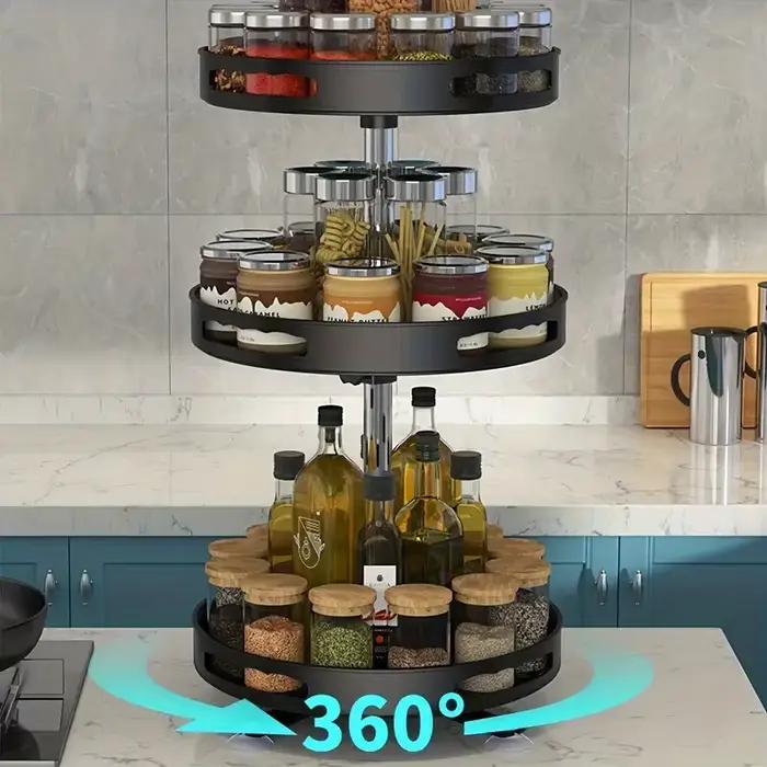 Multi-usages 360 ° Boîte de rangement rotative, gain de place, comptoir antidérapant, vaisselle de cuisine, cosmétiques, boîte de rangement d'épices