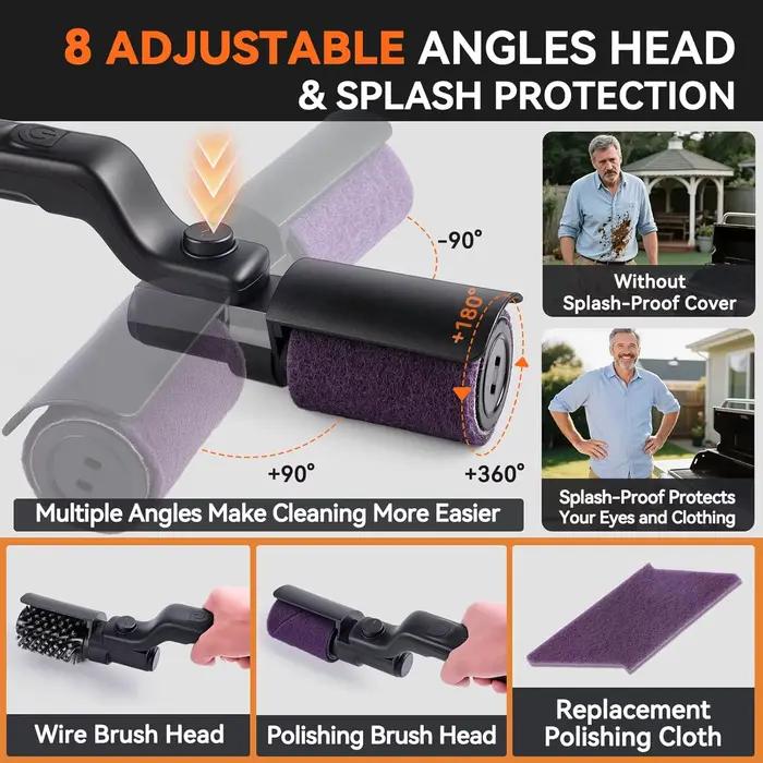 Brosse de nettoyage électrique pour barbecue avec 2 brosses en acier inoxydable