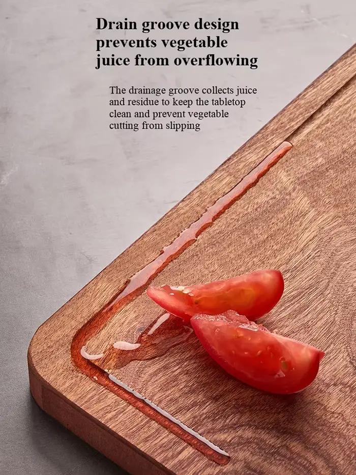 Planche à découper en ébène massif antibactérienne pour cuisine et événements spéciaux resistant aux fissures avec poignée en métal et rainure pour les jus