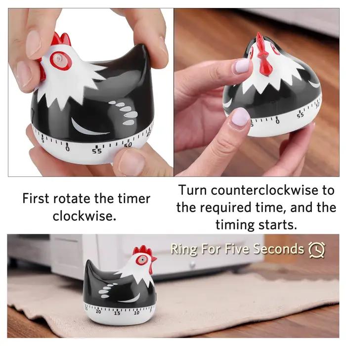 Minuteur de cuisine en forme de poulet, en plastique, avec fonction de rappel et compte à rebours, alarme sonore