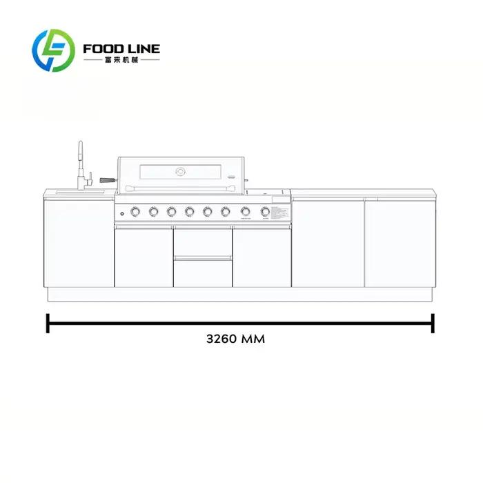 Station de barbecue modulaire extérieure moderne en acier inoxydable personnalisée avec tiroir pour terrasse et jardin