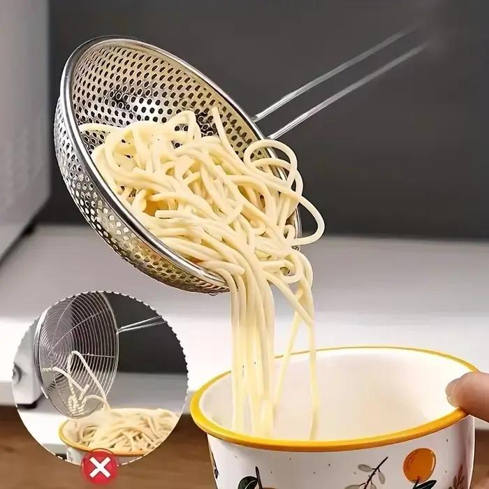Écumoire à main en acier inoxydable, manche en bois, nourriture frite dans la cuisine, filtre, passoire, accessoires de cuisine multifonctionnels