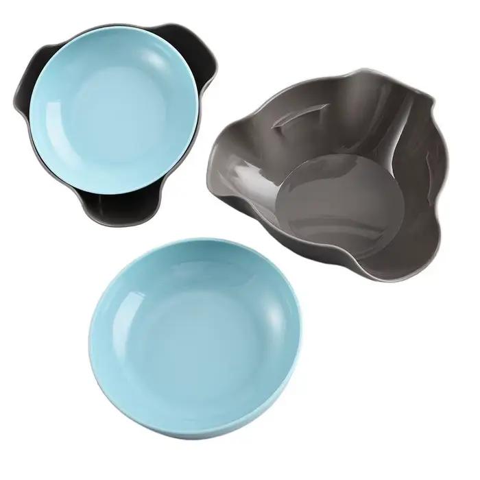 Bol à collation double couche en plastique bleu pour pistaches cerises et popcorn occasionnels et cadeau pour la maison café hôtel restaurant magasin