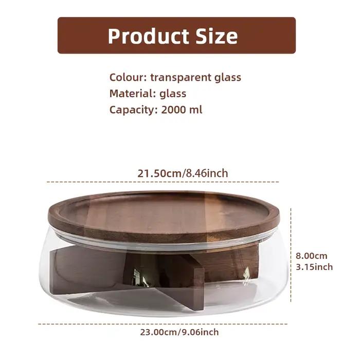 Conteneur de stockage des aliments en verre avec couvercle en bois