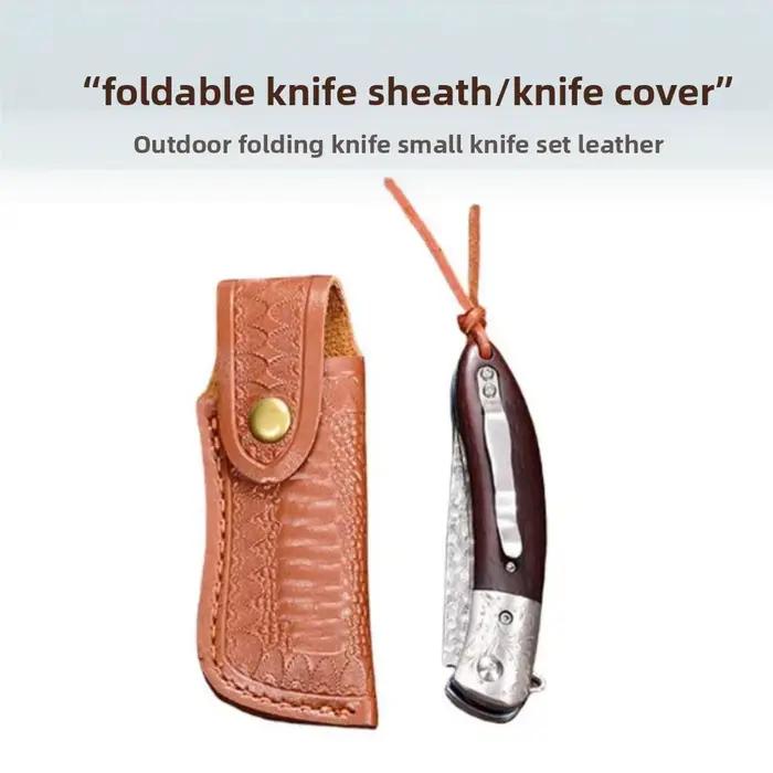 Étui pour couteau pliant en cuir épais, pochette de protection portable pour couteau avec boucle de ceinture pour le camping, la randonnée et les activités de plein air