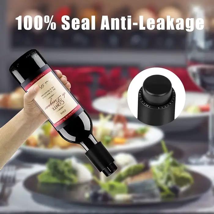 Bouchon de bouteille de vin avec pompe à vide pour bar, conservateur de vin, échelle de temps, bouchons de vin, outil de bar pour garder le vin frais et élégant