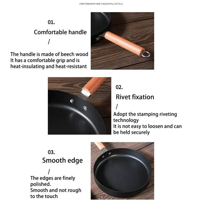 Poêle à frire antiadhésive à fond plat en fonte de 24/26/28 cm pour œufs et steaks
