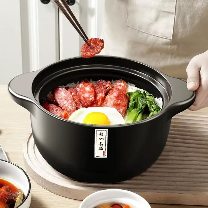 Casserole en céramique 2,5 litres pour ragoût, résistante aux hautes températures, design élégant pour cuisine, blanc jaune rouge pour occassions spéciales