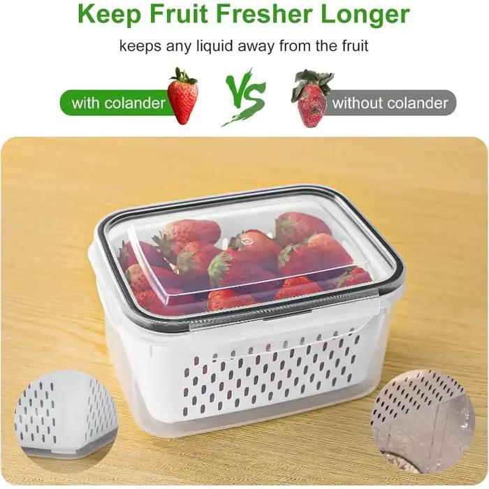 Conteneur de stockage alimentaire pour réfrigérateur avec couvercle filtrant