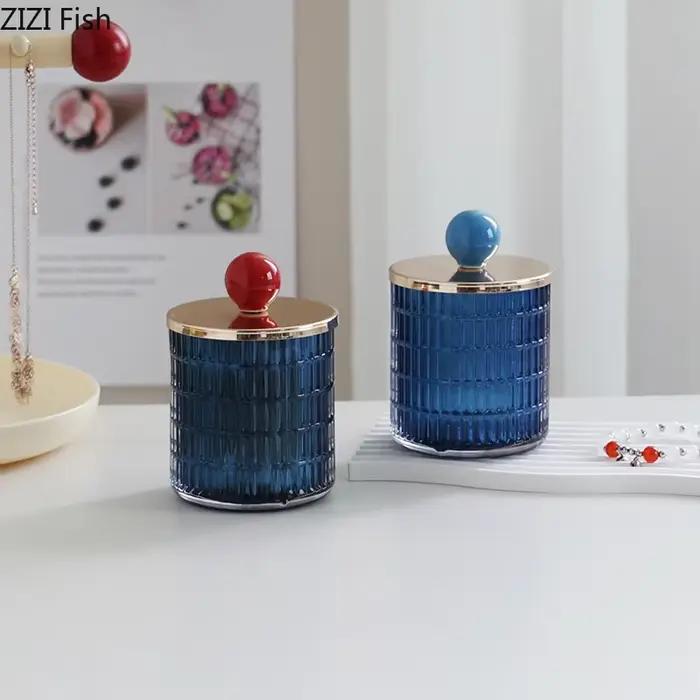 Bocaux de Rangement en Verre Coloré, Boîte à Thé, Pot à Bonbons, Boule en Céramique, Pot Décoratif avec Couvercle, Boucles d'Oreilles, Boîte à Bijoux