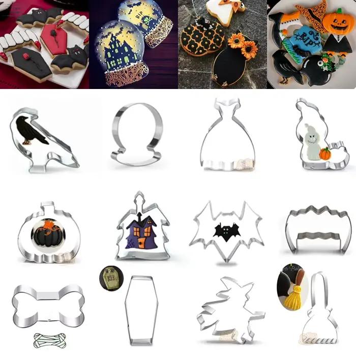 Moule à biscuits Halloween en métal robuste pour sorcières et chauves-souris à offrir pour fêtes d'anniversaire et mariages