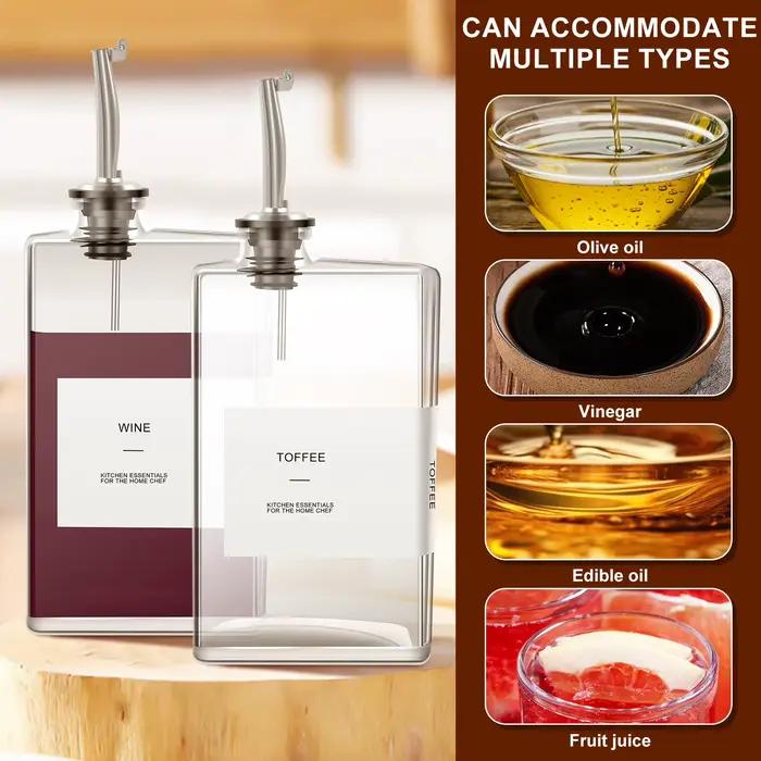 Distributeur de bouteilles d'assaisonnement en verre, bouteille de vinaigre d'huile d'olive de 350ml avec autocollant de tri, Gadget de cuisine, récipient de vinaigre, bouteille de sirops