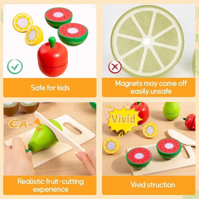 Ensemble de découpe de fruits et légumes en bois pour enfants jeu de simulation de nourriture éducatif occasionnel pour garçons filles 3 6 ans occasions spéciales anniversaire noel