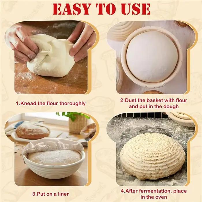VELIF-12Pcs 5 pouces Banneton panier d'épreuve de pain pâte ronde anti- levain bols d'épreuve de pâte avec doublure amovible