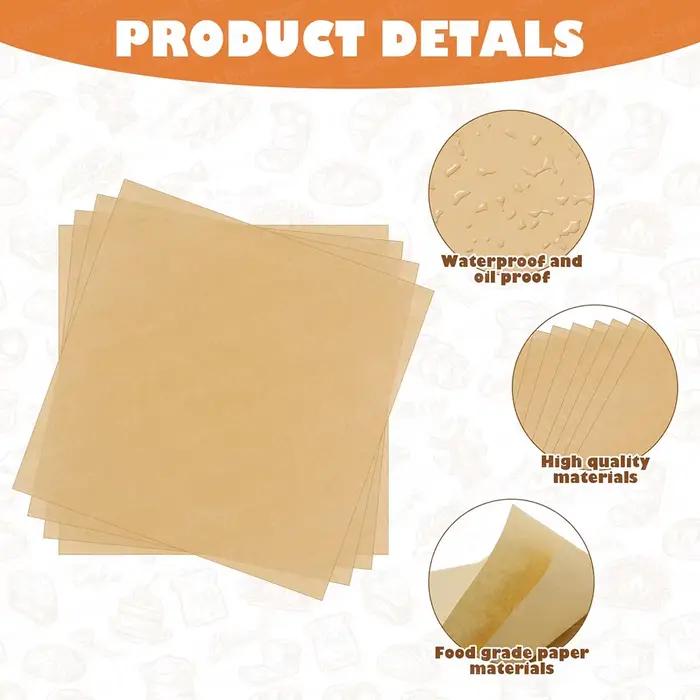 Feuilles de papier sulfurisé pré-découpées pour four, friteuse à air, micro-ondes, tapis de cuisson antiadhésifs et anti-fuites non blanchis, 22x22cm