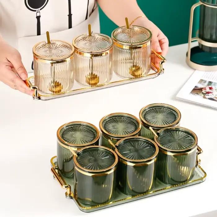 Pot de stockage exquis avec cuillère intégrée pour assaisonnements et autres ingrédients en cuisine pour femme occassions spéciales