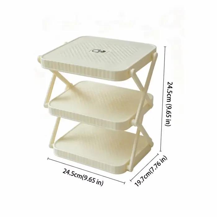 Étagère à plateaux pliable à 3 niveaux, gain de place, support de préparation pliable, support de rangement pour vaisselle multifonctionnel et durable