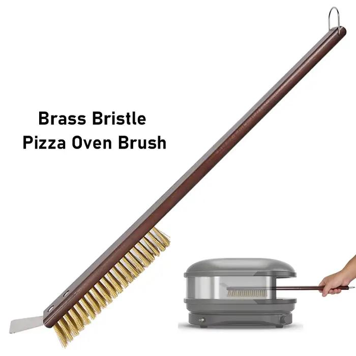 PizzAtHome 20 pouces brosse en cuivre four à Pizza Cassia Siamca poignée poils grattoir en laiton gril brosse de nettoyage accessoires de four